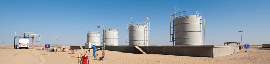 Oil storage and production facilities at a Vegas Oil and Gas site in Egypt